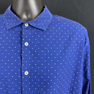 Original Penguin Men's XL 17/34 Heritage Slim Fit Blue Polka Dot Button Down LS